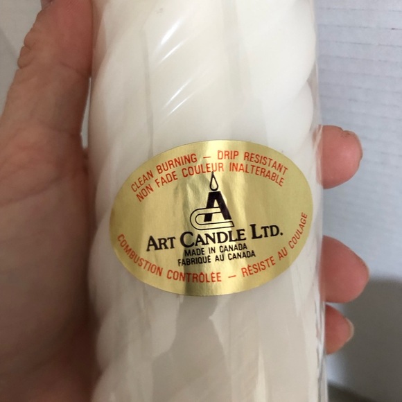 Vtg White Spiral Pillar Candles - Picture 3 of 12